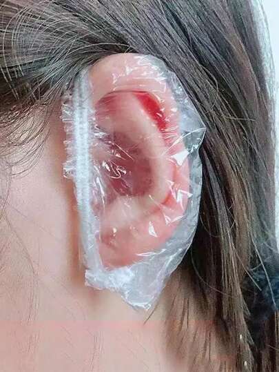 100 pièces/set Couvre-oreilles en plastique jetables et imperméables pour le bain, la douche et le salon. Protège-oreilles jetables. Outils pour la coloration des cheveux.
