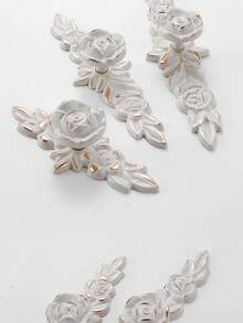 2pcs Ivory White Cabinet Handles, European Style Lacquered Cabinet Door Knobs, Modern Furniture Large & Small Pull Handles, Rose Flower Single Hole Cabinet Door Handles, Drawer Pulls, Ivory White, Rose Gold, Modern Minimalist European Style