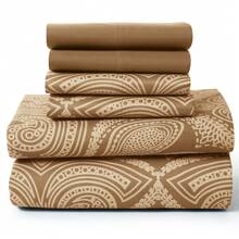 Lux Decor 6-Piece Paisley Bed Sheets High GSM Brushed Microfiber Sheets - Elevate Your Sleep Experience With 16-Inch-Deep Pocket Bedding Sheets & Pillowcases- Back To School- Graduation Gift- All Sizes Available-, Valentine's Day Bedroom, Spring Bedding Refresh, Guest Room Essentials, Dorm Room Bedding, Premium Bed Linens, Easy Care Sheets, Hypoallergenic Fabric, Year-Round Comfort, Master Bedroom Update, Matching Bedding Set, Hotel Quality Linens - 巧克力棕 - 查看 14