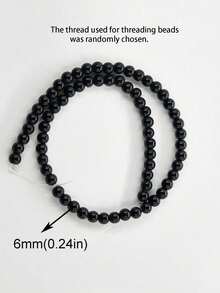 1 串黑曜石光滑圆珠天然石珠，4 毫米 6 毫米 8 毫米 10 毫米黑色圆形散珠，适用于 DIY 珠宝制作手链项链 - 黑色 - 查看 11