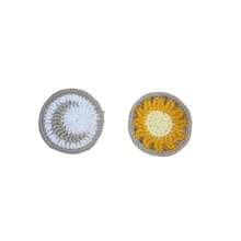 Handmade Crochet White  Moon And Sun Car Steering Wheel Covers Universal 14-15 Inch For Women And Men