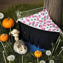 Small Animal Hideaway& Hammock, Cozy House With Roof For Small Pets To Sleep And Hide - Washable Pet Cave& Hideout Corner, Hanging Hammock Hideout Bed, Cage Accessories For Guinea, Hamster, Rat, Glider, Squirrel, Ferret, Kitten, Squirrel, Chinchilla