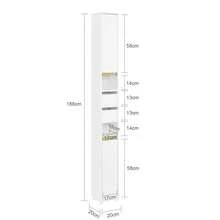 SoBuy BZR151-W Badezimmerschrank für Enge Räume - Badmöbel mit verstellbarem Regal und Schublade, schmales Badregal -platzsparendes Toilettenschrank in Holz, Weiß, 20 x 96 x 20 cm - Weiss - Übersicht 4