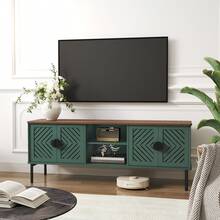 63'' TV Stands For Living Room, TV Console With 2-Layer Shelves, Modern Entertainment Center Television Stands With Storage, Wood Media Cabinet For Bedroom - 綠色 - 查看 6