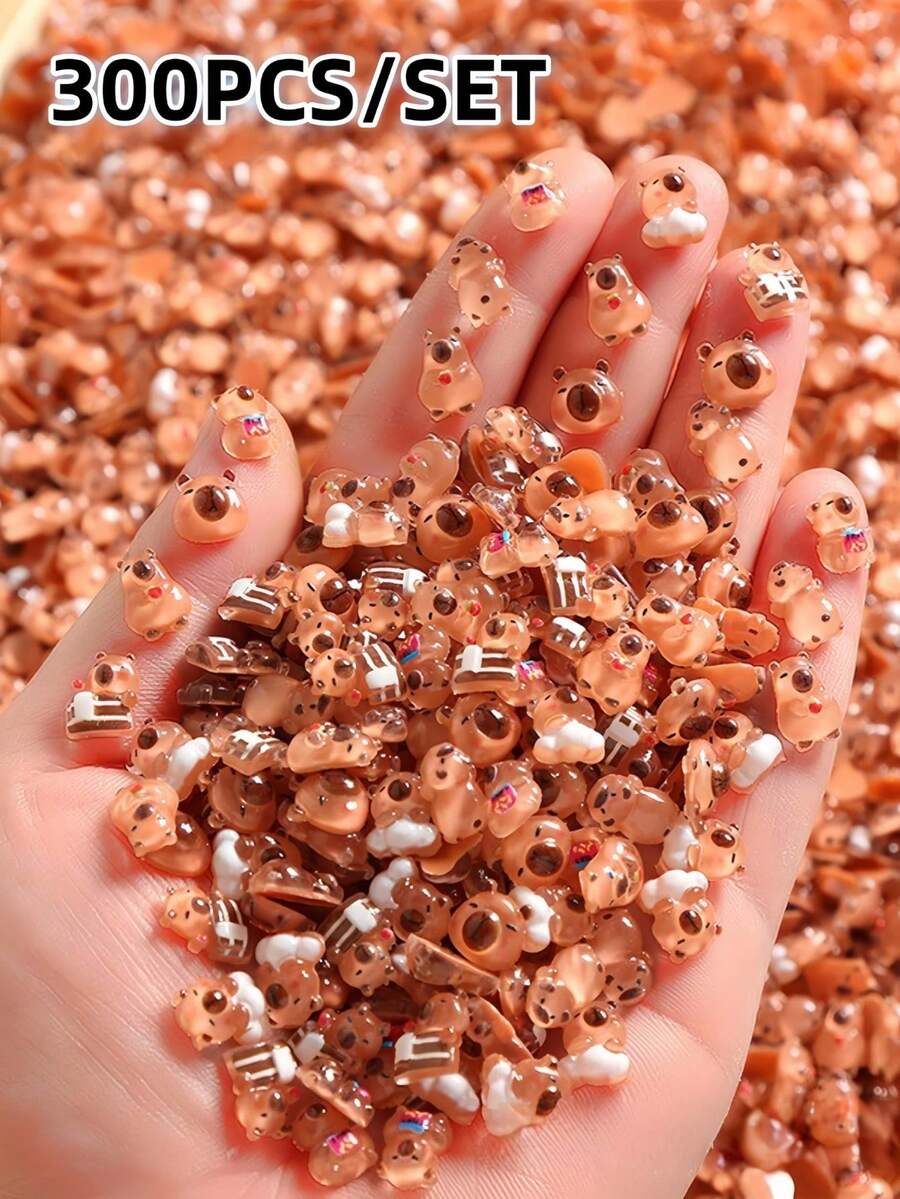 300pcs-Mini Capybara Decor For Dollhouse Resin Tiny Capybaras For Crafts Micro Miniature Capybara For Fairy Garden Dollhouse Micro Landscaping Decoration,Children's Art Merchandise Back To School, School Things School Supplies