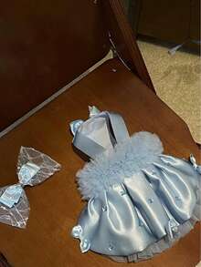 Robe de princesse en tulle avec nœud en strass fait main pour animaux de compagnie (à l'exclusion des accessoires pour cheveux) - Bleu azur - Voir 1