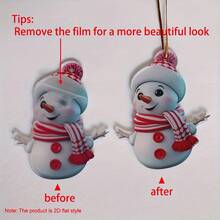 10pcs Holiday Snowman Acrylic Decorations - 2D Flat Style, Red & White Plaid Scarf, Hat And Gloves, Hanging Ornaments, Suitable For Christmas Tree, Ideal Holiday Gift, Christmas Tree Decorations | Holiday Decor Design | Flat Style Decor, Christmas Decorations Home Decor Room Decor