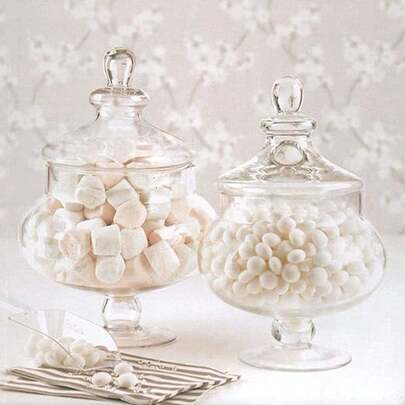 Biznest 25Cm Retro Decorative Glass Lid Candy Food Storage Pot Glass Storage Jar (Pack Of 2)