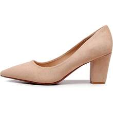 Women's Lewin Pump Chunky Heel Shoe-2025 - 裸色絨面革 - 查看 9