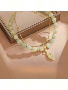 Tanabata Valentine's Day High-Class Sense Of Gift Bracelet Gold Branch Jade Leaf Light Luxury Niche Strings Upscale To Send Girlfriends