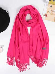 1 Stück Damen Einfarbiger Fransen Eleganter, leichter und weicher Schal für Outdoor Sonnenschutz