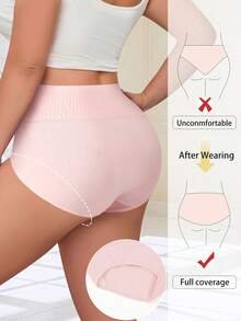 QUASTI 5pcs/Pack Plus Size Textured Waistband Lightweight Breathable Soft High Waist Briefs, 1XL-5XL - Multicolor - View 3