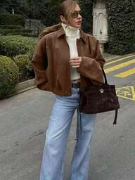 Women's Bomber Jacket Spring Coat Loose Long Sleeves Zip Vintage Jacket Ladies New Jacket Green Outerwears