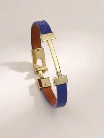 1pc Fashionable Leather Bracelet, Elegant Wrist Strap, New Design With Hook Clasp, Everyday Wear, High-Quality Gift, Perfect For Halloween And Christmas