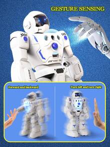 1pc Programmable Remote Control Robot Toy - Equipped With Dancing, Singing, Programming And LED Eyes Functions, Rechargeable RC Robot With Auto-Demo Mode, STEM Learning Toy Suitable For 3-12 Years Old Boys And Girls, Great For Christmas, Easter, Halloween, New Year, Birthday Gifts (White)