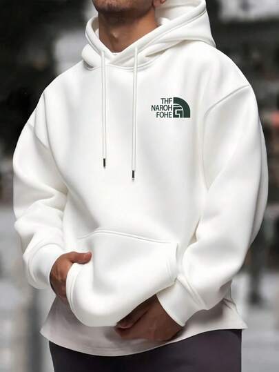 1 Piece Men's Hoodie: Cotton-Polyester Blend, Exquisite Print, Outdoor Suitable For Autumn & Winter Commutation