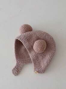 1 件儿童/幼儿可爱护耳厚保暖毛绒帽子，秋冬 - 彩色 - 查看 6