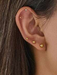 2/4/6/8pcs Set Women's Sleeping Mini Stud Earrings, 2mm Gold And Silver Color, Hypoallergenic Small Earrings, Sexy Minimalist Style, Comfortable Ear Studs For Pierced Ears, No Need To Remove, Suitable For Women's Daily Wear, Unisex, Perfect Couple Choice