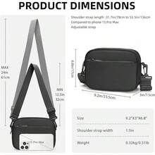 Checkered Crossbody Bag For Women Small Cute Purses  Shoulder Handbags Wide Strap - Black - View 2