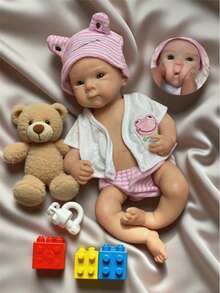 Adorable muñeca bebé recién nacida Bettie de 13 pulgadas, hecha a mano con silicona de tacto suave que se puede bañar, para niños como regalo de cumpleaños/Navidad - Chica de silicona - Ver 1