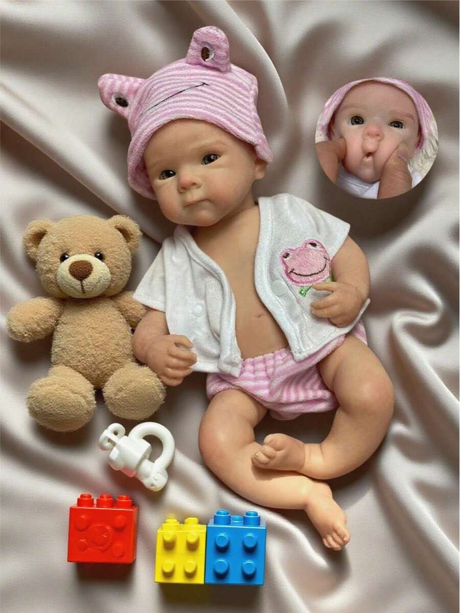 Adorable muñeca bebé recién nacida Bettie de 13 pulgadas, hecha a mano con silicona de tacto suave que se puede bañar, para niños como regalo de cumpleaños/Navidad - Chica de silicona - Ver 1