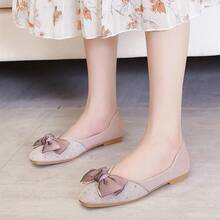 SAILING LU Square Toe Flats Shoes Rhinestoned Bowknots Ballet Flats For Women Studded Dress Shoes Comfort Light Weight LoafersChristmas - 粉紅色 - 查看 5