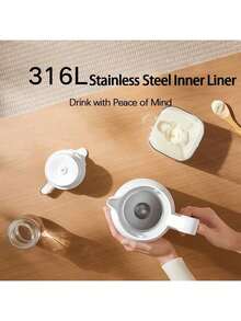 Xiaomi 2L Large Capacity  Flask With 316L Stainless Steel Vacuum Liner For Long-Lasting Heat And Cold Insulation For Home And Outdoor Use, Portable Handle Design, Travel And Camping  Flask, White - White - View 2