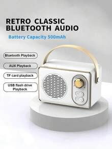 Altavoz Bluetooth portátil y inalámbrico vintage, compatible con reproducción USB/tarjeta TF, altavoz pequeño y creativo de alta calidad, opción de regalo ideal
