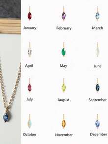 1pc Custom Birthstone Necklace, Zirconia Tear-Drop, Heart Square Gemstone Personalized Birthday Gift, Mom Gift, Best Friend Gift - Love 1 - View 23