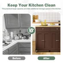 Vongrasig 39" Kitchen Island On Wheels With Storage Cabinet Kitchen Cart Cabinet With Shelves, Cart Handle For Towel Rack Or Free Mobility, Portable Islands, - Brown - View 11