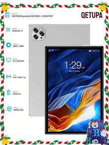 Qetupa 10.1 Inch Android 13 Tablet PC, 4GB RAM (Expandable To 4GB RAM) + 64GB ROM/4GB RAM (Expandable To 4GB RAM) + 128GB ROM, MTK 6762 Octa-Core 2.0GHz Processor, HD (1280x800) IPS Touchscreen, 5MP Front Camera And 13MP Rear Camera, 6000mAh Battery, Supports 802.11ac WIFI5 2.4G+5G, Bluetooth 5.2, GPS (Silver) - Silver - View 2