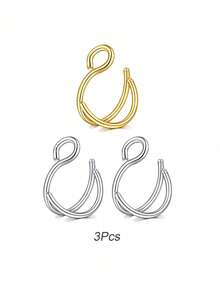 3Pcs/1Pc Women Fake Nose Ring Faux Piercing Jewelry 8Mm Fake Nose Ring Hoop For Faux Lip Nose Ring Set Fake Lip Ring Lip Nail New Daily Party