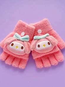 Sanrio 1 Peça Luvas Quentes e Fofas de Desenho Animado Sanrio para Crianças, Luvas Quentinhas e Confortáveis com Parte Superior Reversível, Adequadas para Uso Diário no Outono/Inverno