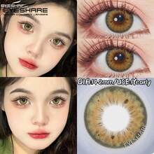 EYESHARE 1 Pair Colored Contact Lenses For Eyes Natural Brown Gray Colored Lens Contact For Blue Eyes Beauty Makeup Eye Lenses Yearly Use Green Beautiful Pupils, 14.2mm-No Power - 綠色 - 查看 1