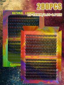 Halloween Makeup 280 Pieces Of Cluster Eyelashes, Single Cluster Eyelashes, Mixed 8-16mm Length, D-Curl Eyelash Extension, Natural Fluffy False Eyelashes, Hot Melt Self-Grafted Single Hair 50D+80D Soft Eyelashes DIY At Home, Dramatic Eyelash Extension Makeup Tools Are Reusable And Easy To Operate