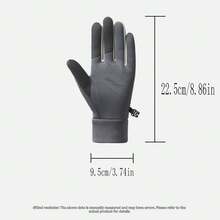 1 Pair Windproof Waterproof Fleece Lined Warm Winter Motorcycle Riding Gloves, Men's Full Finger Gloves, Suitable For Delivery, Touchscreen Compatible - Multicolor - View 2