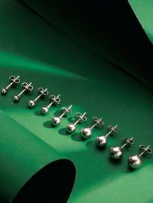 Set da 10 pezzi Orecchini rotondi minimalist in acciaio inossidabile placcati in oro 18K, unisex per uso quotidiano, doccia, sonno, abbigliamento casual - Multicolore - Visualizzare 11