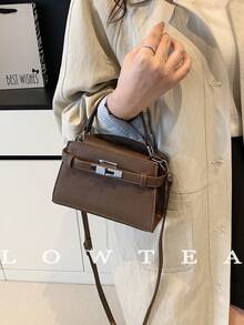 low tea Túi xách nữ mùa hè mới, họa tiết vải thiều, túi đeo chéo thời trang có dây đeo điều chỉnh được, túi đeo vai đơn màu trơn cao cấp trang trí kim loại, túi công sở tiện dụng. - Cà phê - Xem 7