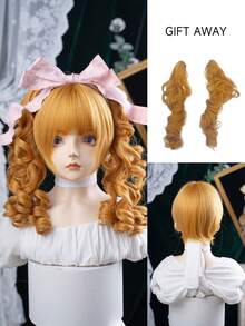 alicegarden 1 Synthetic Heat-Resistant Wig With Bangs, A Golden Long Rolled Wig, 18 Feet Long, Made Of Fiber, Suitable For Daily Use, Natural Simulation Wig - Gold - View 11