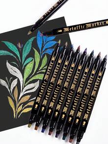Double Headed Metal Marker Pen, 12 Colors, 24 Colors, 36 Colors Set, Greeting Card Holder, DIY Graffiti Painting Calligraphy Pen