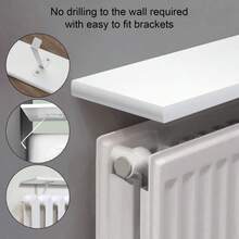 90cm White Radiator Cover Shelves Easy Fit MDF Wood Shelf Including Brackets Wooden Floating Shelf With Brackets For Radiator - No Drilling White 36-Inch Radiator Table - Default - View 5