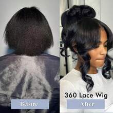 bling hair Strap Snug Fit 360 Skinlike HD Lace Frontal Wigs Human Hair Invisible Strap Pre Plucked Pre Cut Lace 250 Density Straight Lace Front Wig With Drawstring 360 Glueless Wigs Human Hair For Women - Natural Black - 查看 5
