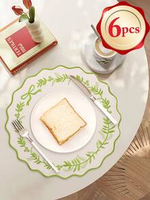 1-100pcs Embroidered Floral Fabric Placemats, Easy To Clean, Wipe-Able, Non-Slip, Suitable For Dining Table, Holiday, Wedding, Party Decoration, Applicable For Home, Restaurant, Dining Room Decor, Home Goods - Multicolor - View 25