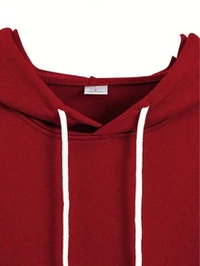 Men's Motivational Hoodie, NEVER GIVE UP Print Pullover For Gym & Casual, Red Fall/Winter Sweatshirt With Front Pocket, Soft Comfortable Fit Active Streetwear - crimson - 查看 5