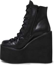 Exclusive Traitor Platform Boots By Current Mood – Vegan Leather Wedge Boots For Edgy Streetwear Fashion, Black-2025 - Hồng - Xem 6