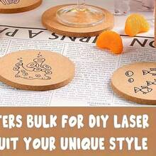 4-Piece Set Of 4-Inch Round Wooden Absorbent Coasters - Featuring Natural Cork Wood Grain Surfaces, Handcrafted For Coffee, Tea And Wine Glasses - A Beverage Accessory For Kitchens, Dining Rooms, Offices And Home Use, With A Minimalist D