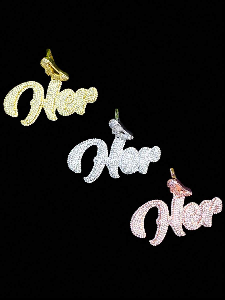 DUBSS 1 Piece Iced Out Name Letter Necklace Pendant For Men Prong Setting Hip Hop Jewelry - Letter - View 1