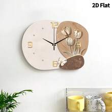 2D Flat, 1pc Modern Minimalist Flower Creativity Art Clock Mute Decorative Wall Clock, Super Quiet Quartz Movement, No Ticking Sound, Suitable For Bedroom Decor, Dining Room Living Room Office Sofa Background Wall Decor, Home Decor
