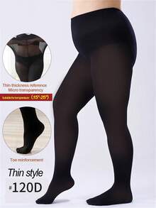 1pc 120D Velvet Tights, Super Plus Size 80-250lbs, High Waist, Stirrup, Soft & Comfortable For Women, Spring & Autumn Thin Casual Or Formal Wear, Cozy - Apricot - View 25
