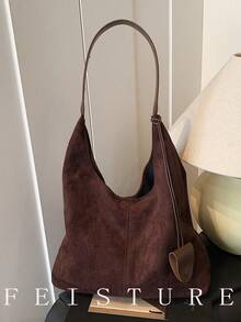 1pc Suede Underarm Bag For Women, Large Capacity One Shoulder Messenger Bag (With Small Pouch), Suitable For Girls, Ladies, College Students, Young Professionals, Great For Work, Business, Commute, School